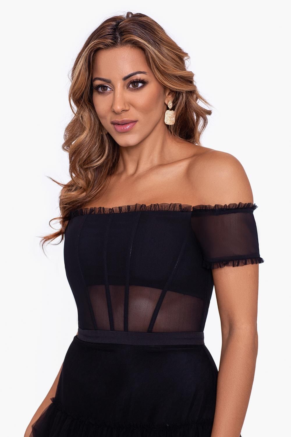 Off The Shoulder Mesh Ballgown sold by Lord & Taylor product image thumbnail 2