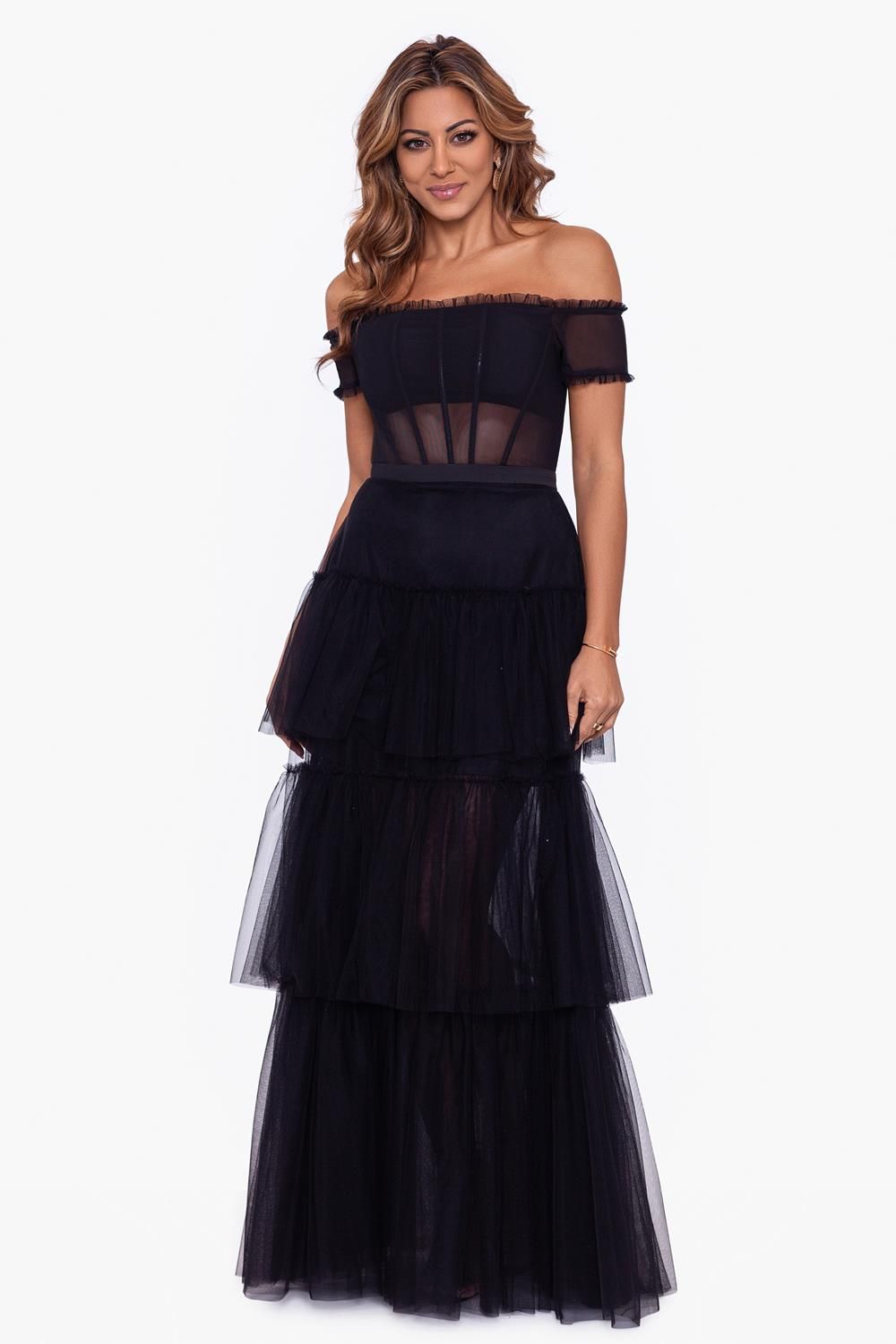 Off The Shoulder Mesh Ballgown sold by Lord & Taylor product image thumbnail 3