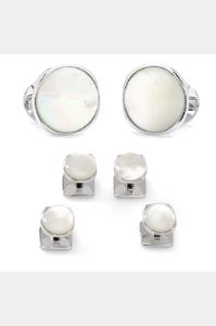 Sterling Silver Classic Formal Mother of Pearl Stud Set sold by Lord & Taylor