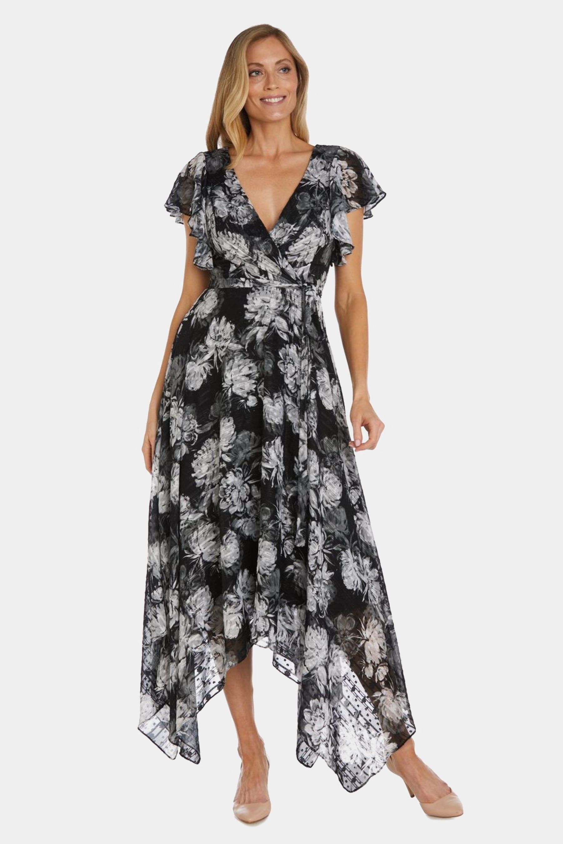 Flutter Sleeve Floral Print High-Low Dress sold by Lord & Taylor
