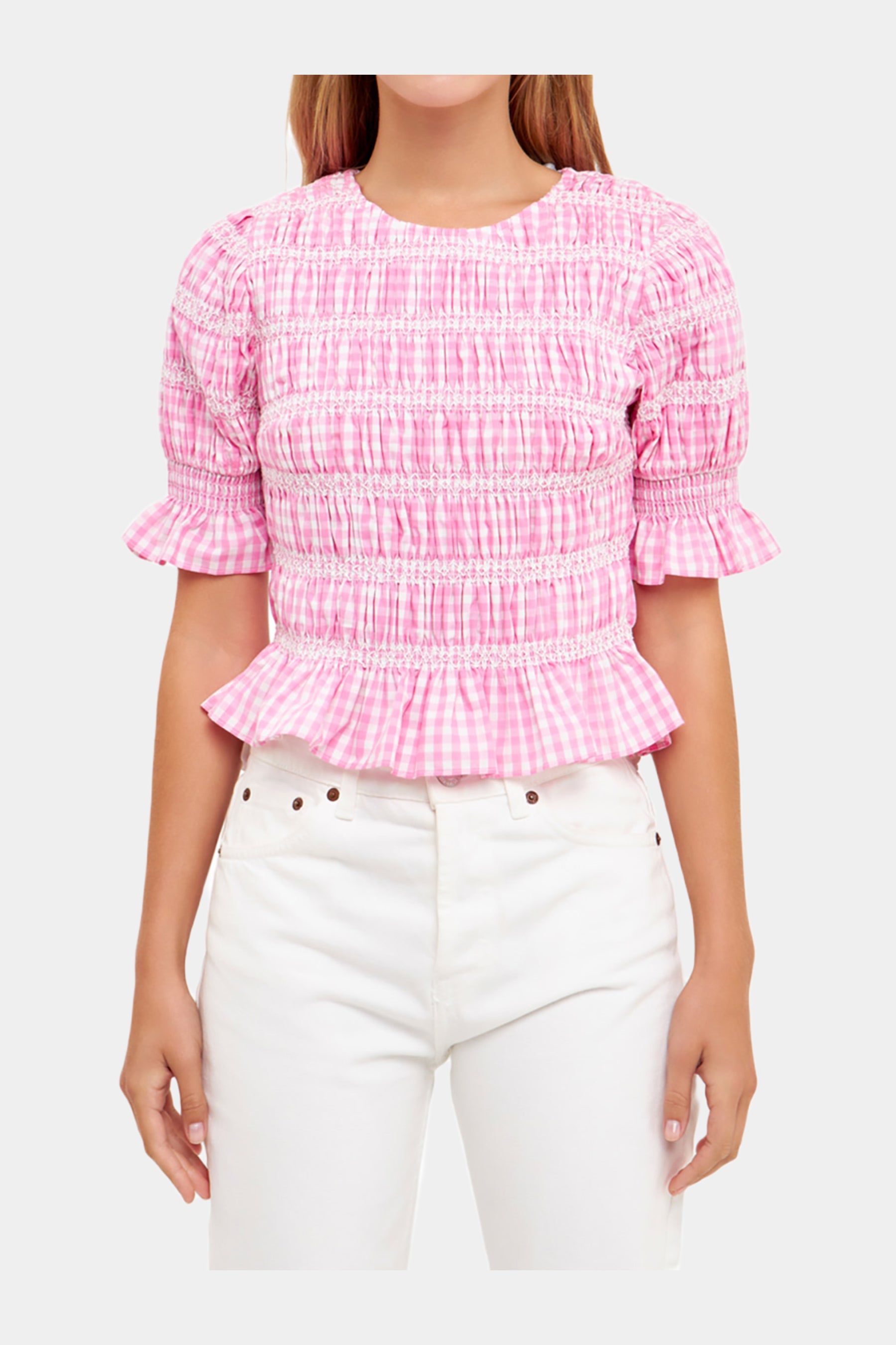 Gingham Smocked Puff Sleeve Top sold by Lord & Taylor product image thumbnail 4