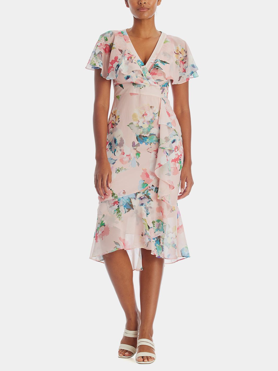 Floral Faux Wrap Ruffle Dress sold by Lord & Taylor