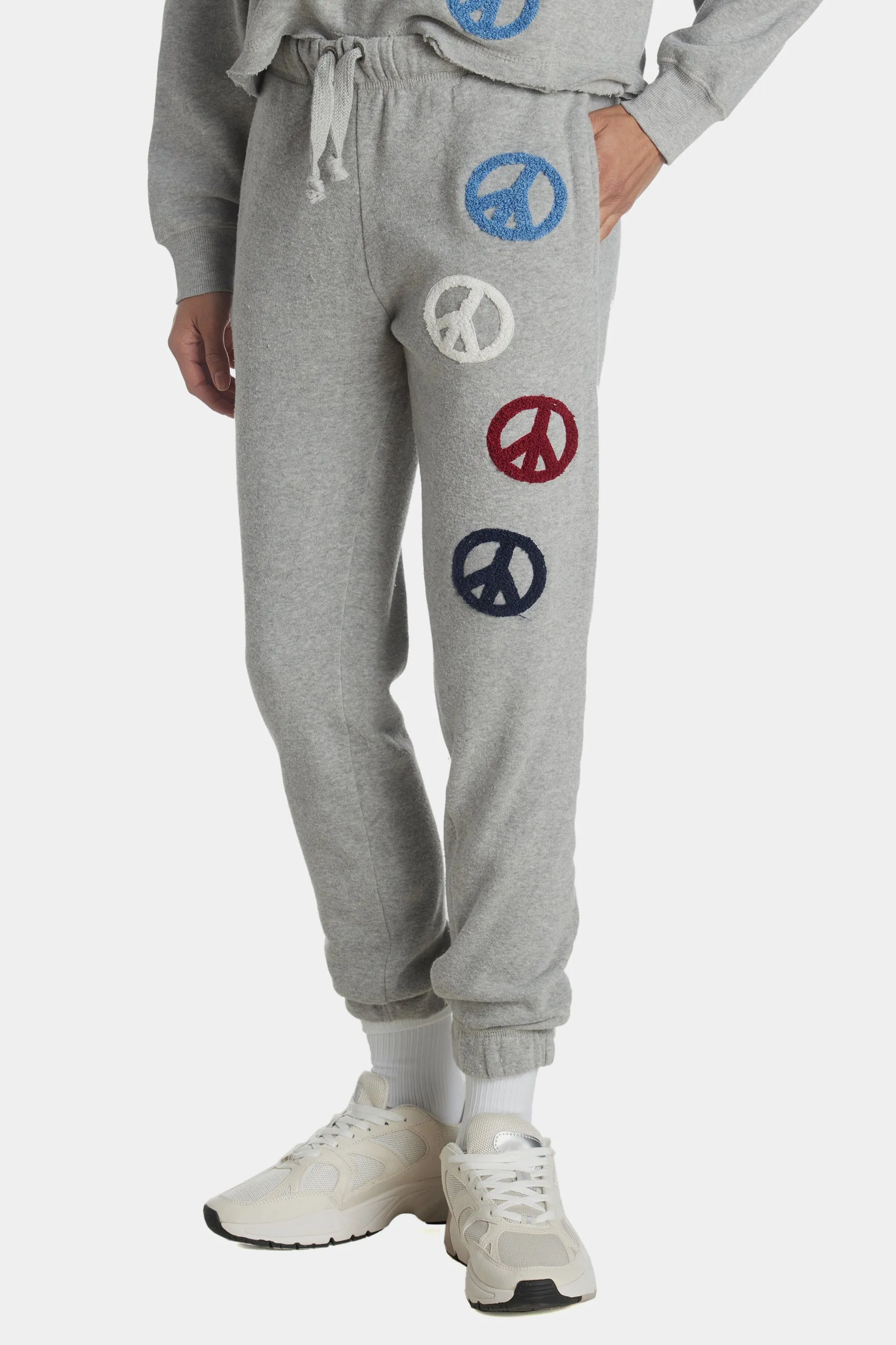 Peace Sign Patch Jogger sold by Lord & Taylor