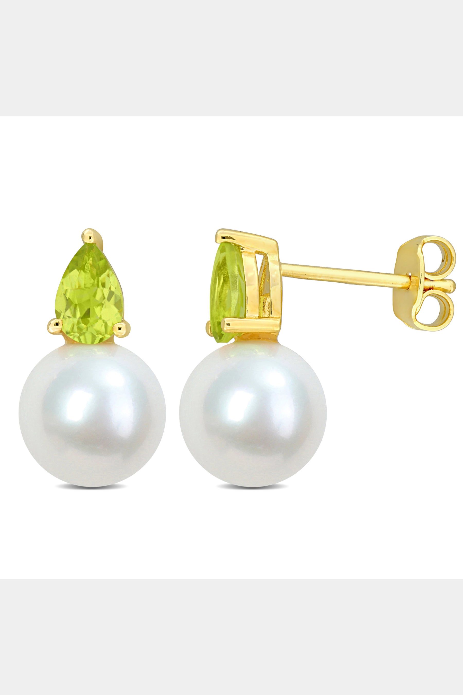 Freshwater Cultured Pearl And Peridot Drop Earrings sold by Lord & Taylor