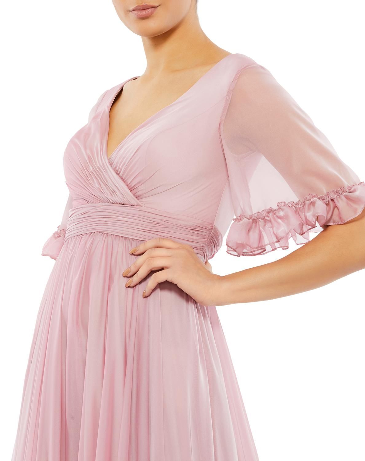 Butterfly Ruffle Trimmed Sleeve Wrap Over Flowy Gown sold by Lord & Taylor product image thumbnail 3
