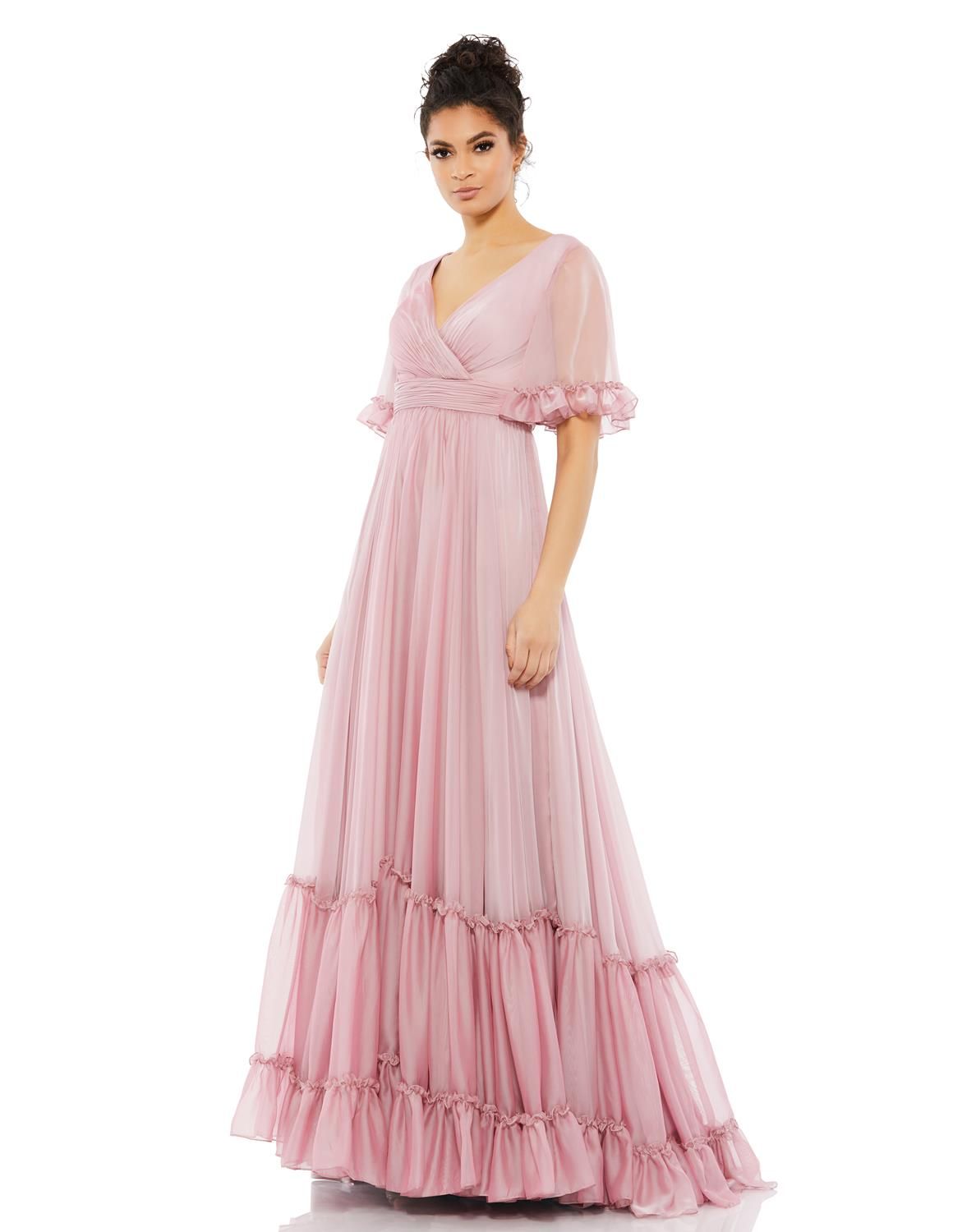 Butterfly Ruffle Trimmed Sleeve Wrap Over Flowy Gown sold by Lord & Taylor product image thumbnail 5