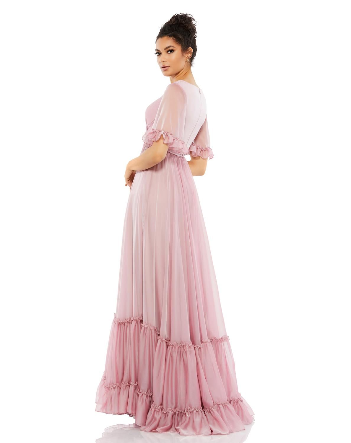 Butterfly Ruffle Trimmed Sleeve Wrap Over Flowy Gown sold by Lord & Taylor product image thumbnail 2