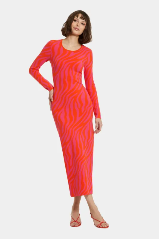 Fitted Long Sleeve Zebra Print Knit Maxi Dress sold by Lord & Taylor