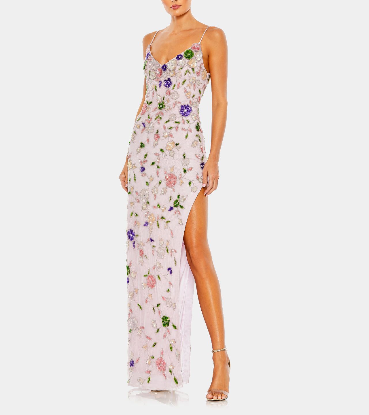 Embellished Lace Sleeveless V Neck Gown sold by Lord & Taylor