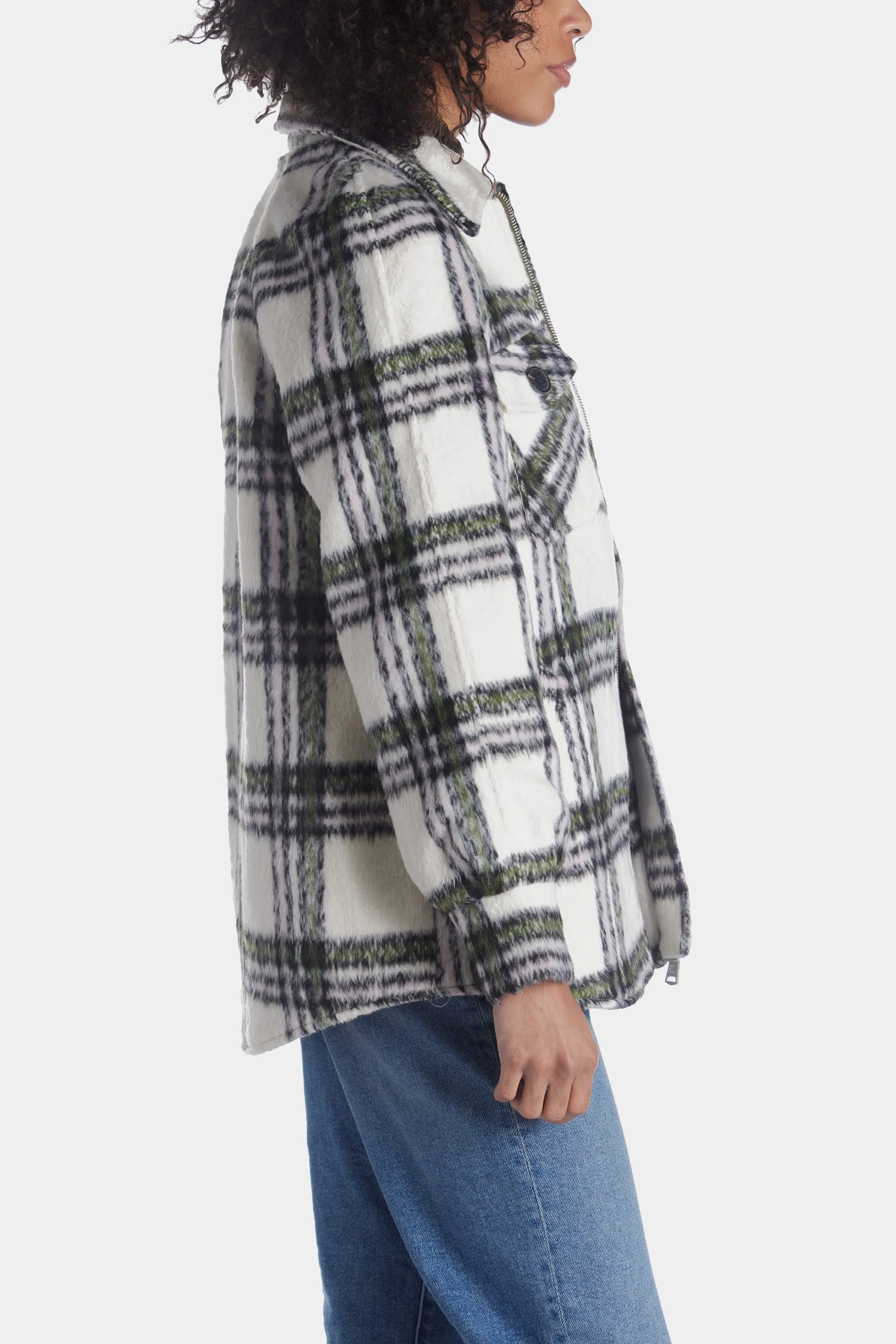 Zip Front Raglan Zip Shacket With Fur Collar sold by Lord & Taylor product image thumbnail 3