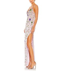 Embellished Lace Sleeveless V Neck Gown sold by Lord & Taylor