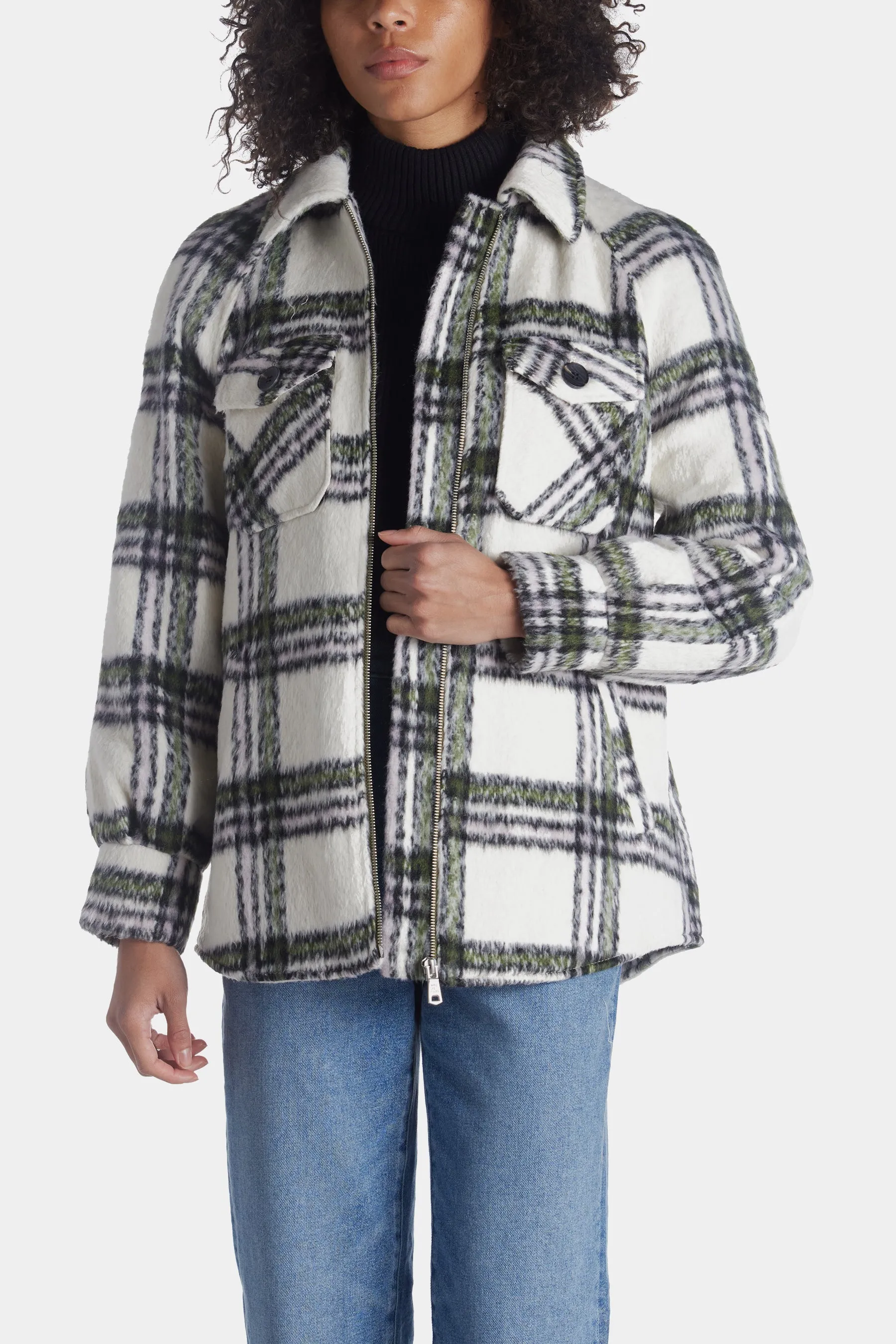 Zip Front Raglan Zip Shacket With Fur Collar sold by Lord & Taylor product image thumbnail 4