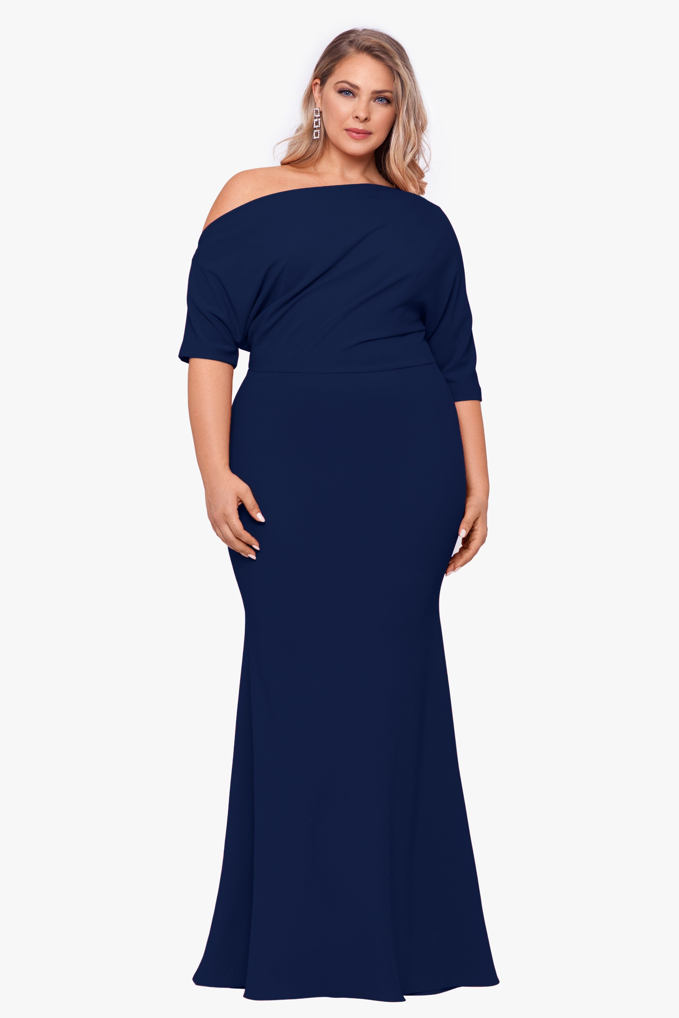 Long Scuba Crepe Off The One Shoulder Drape Dress sold by Lord & Taylor product image thumbnail 9