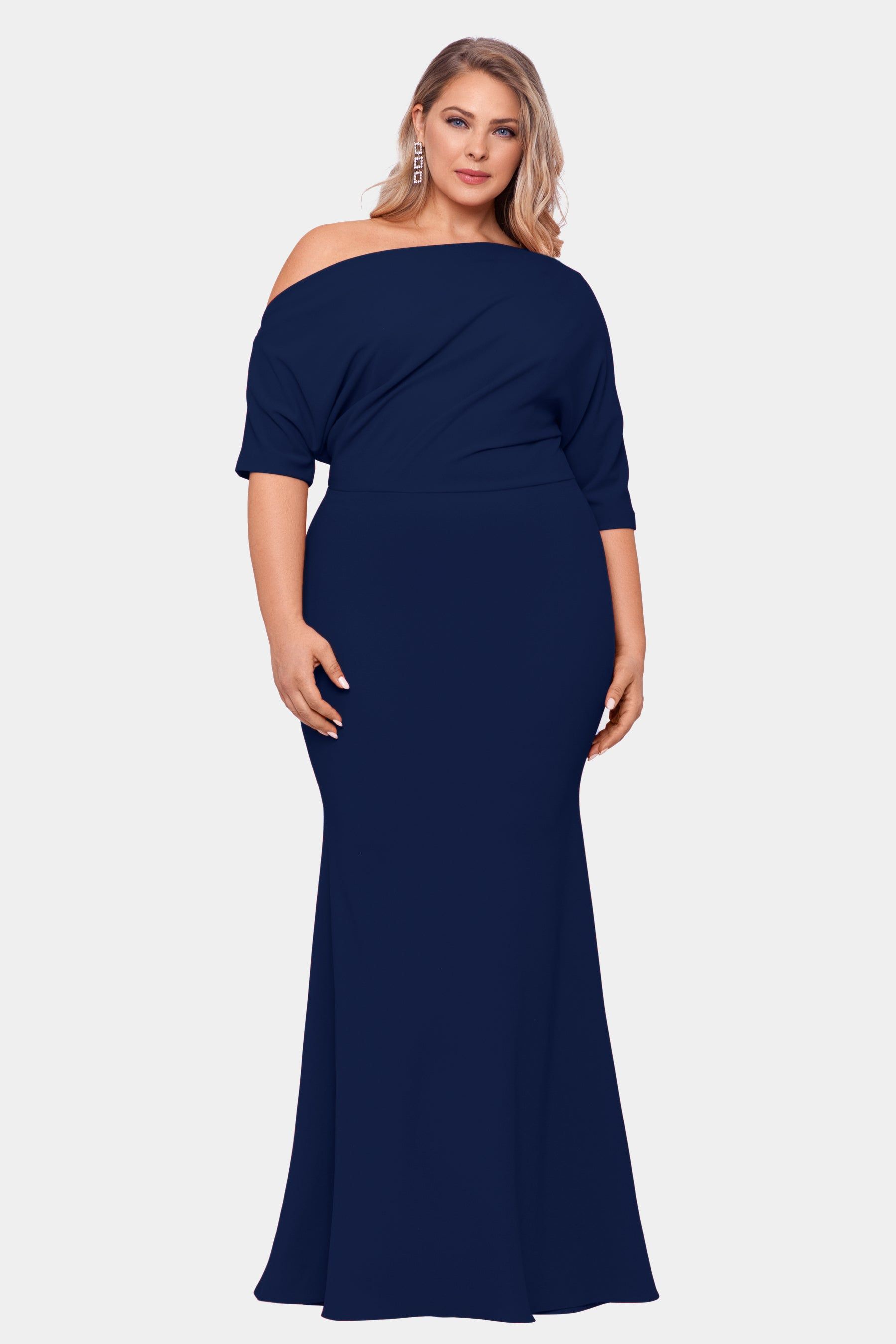 Long Scuba Crepe Off The One Shoulder Drape Dress sold by Lord & Taylor product image thumbnail 4