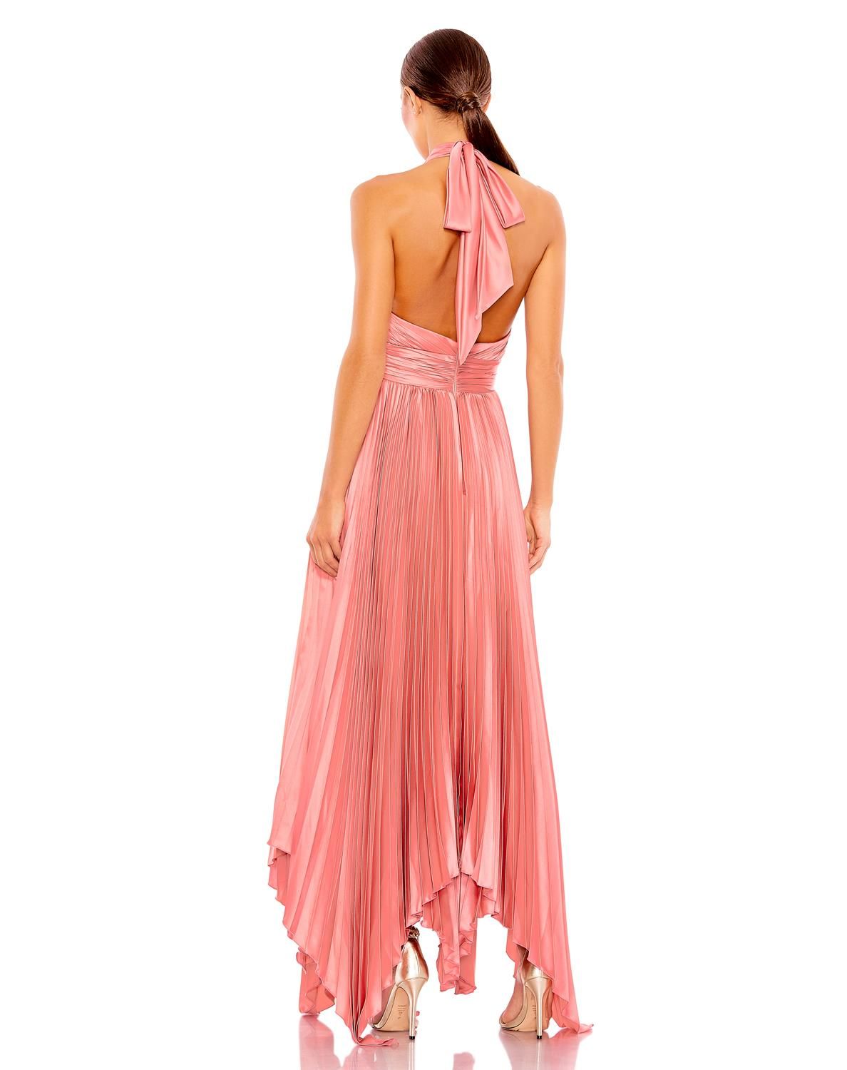 Pleated Halter Neck Asymmetrical Hem Gown sold by Lord & Taylor product image thumbnail 2