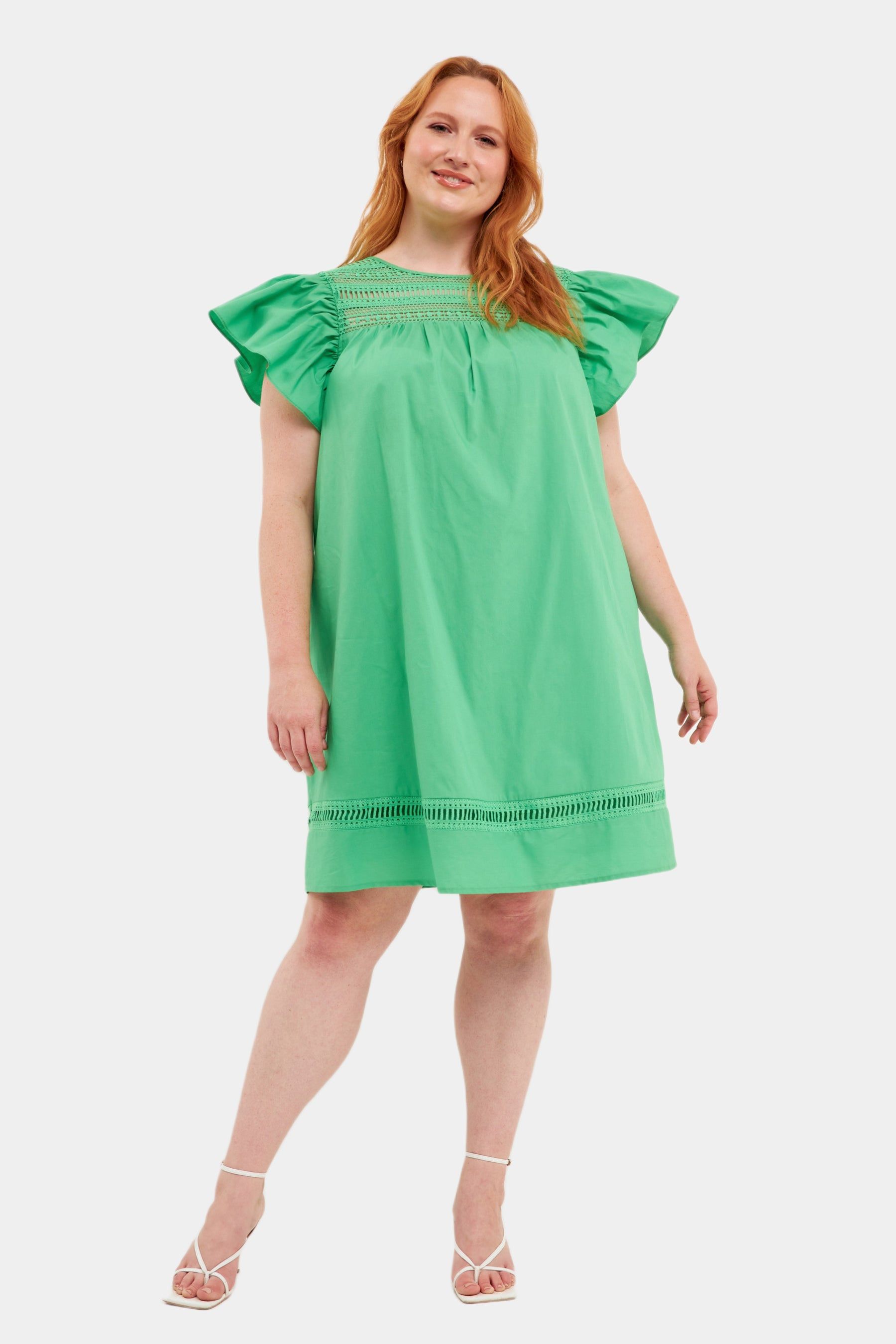 Lace Yoke Ruffle Sleeve Mini Dress sold by Lord & Taylor product image thumbnail 4