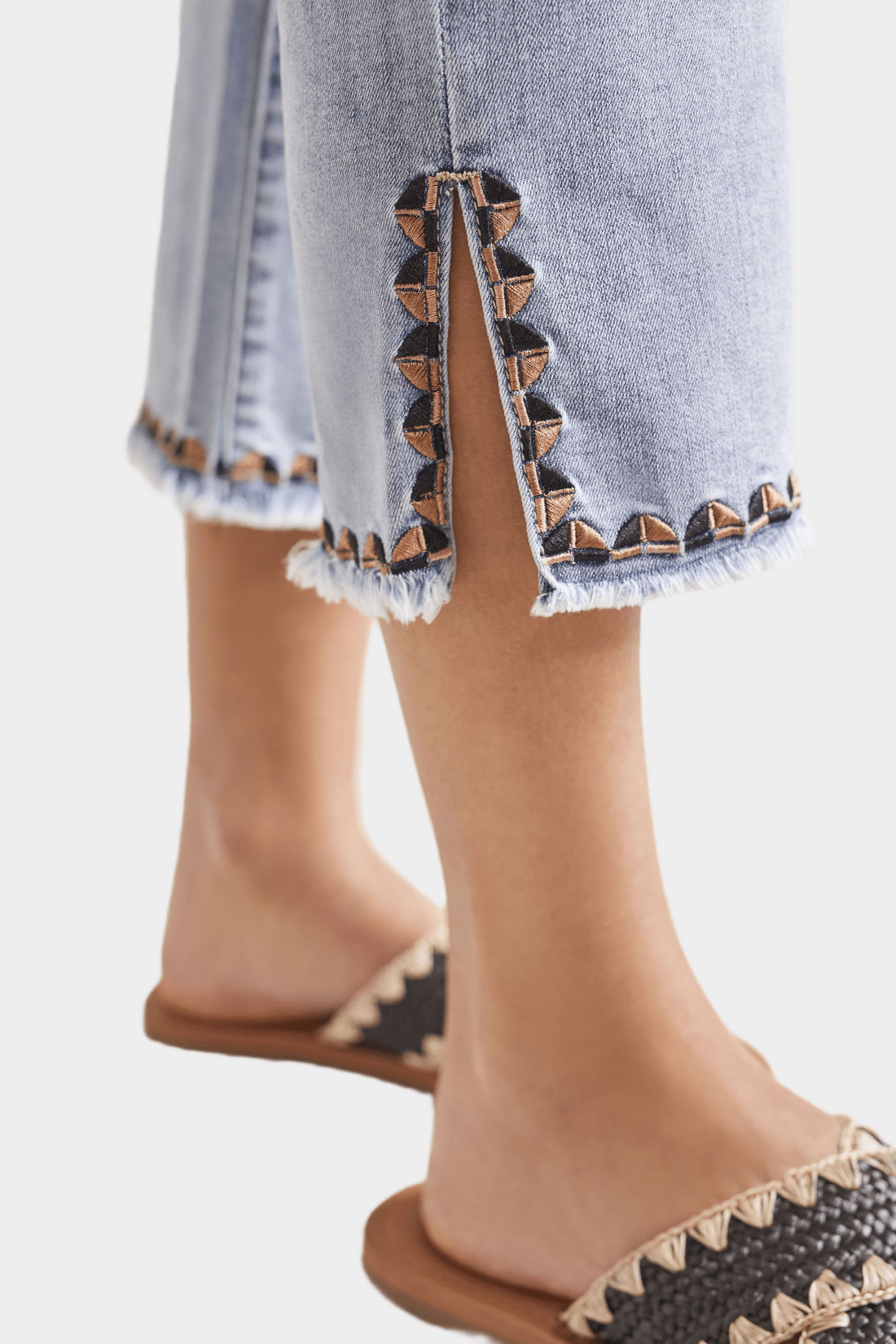 Audrey Pull-On Side Slit Embroidered Jeans sold by Lord & Taylor product image thumbnail 2