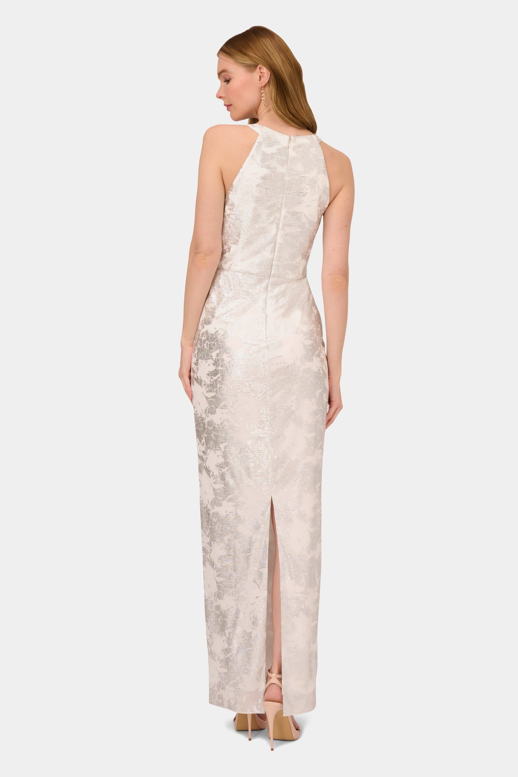 Halter Foil Mesh Gown sold by Lord & Taylor product image thumbnail 2