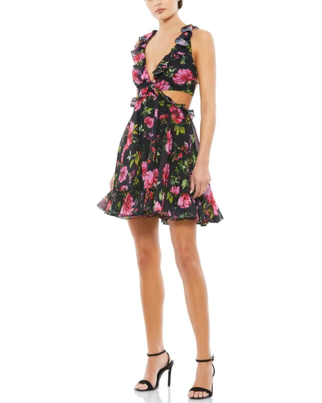 V Neck Floral Chiffon Cocktail Dress sold by Lord & Taylor