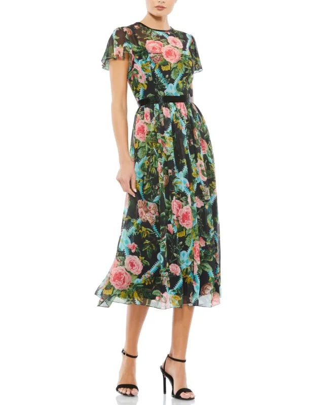 Short Sleeve Floral A-Line Midi Dress sold by Lord & Taylor