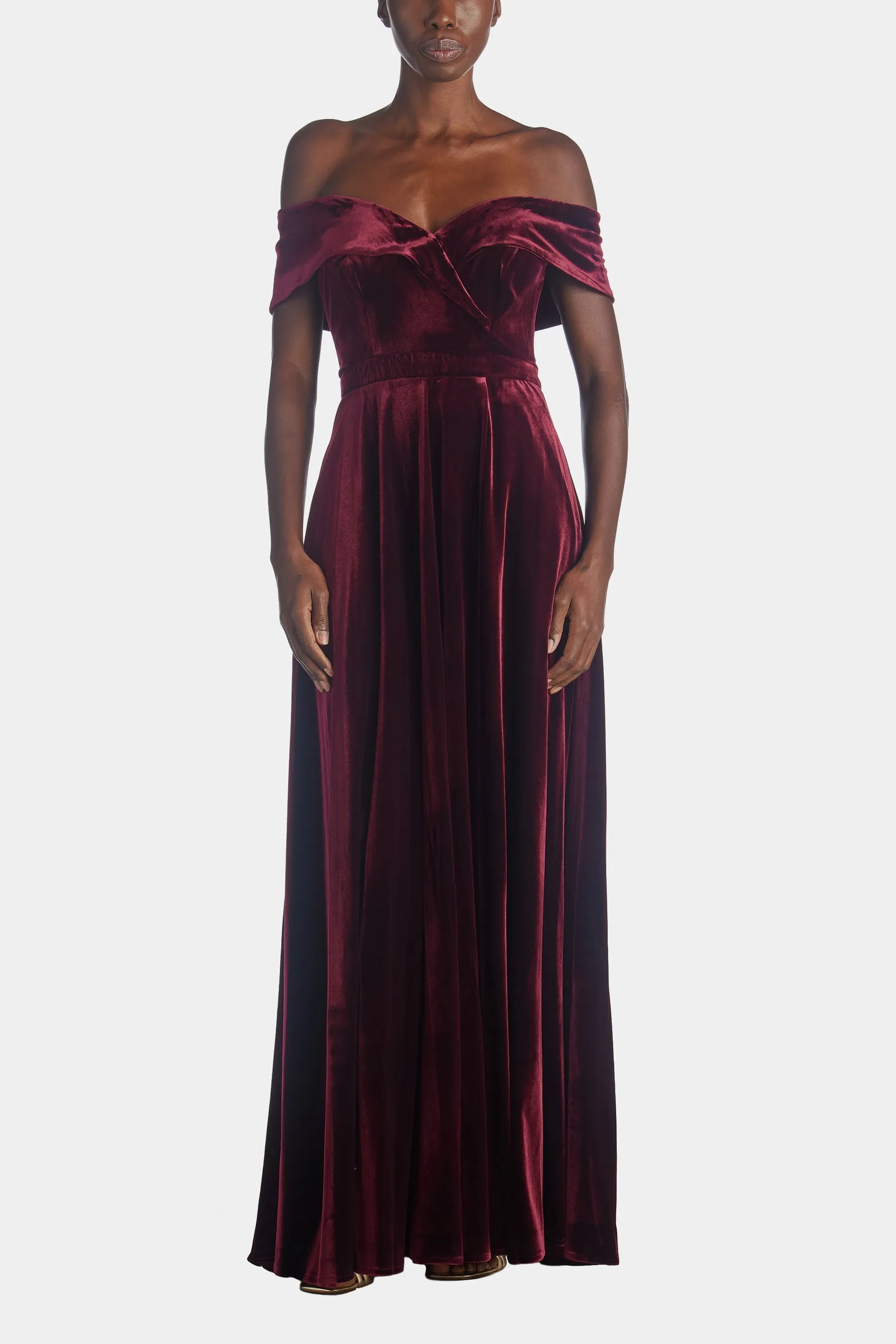 Off The Shoulder Long Velver Full Skirt Dress sold by Lord & Taylor product image thumbnail 5
