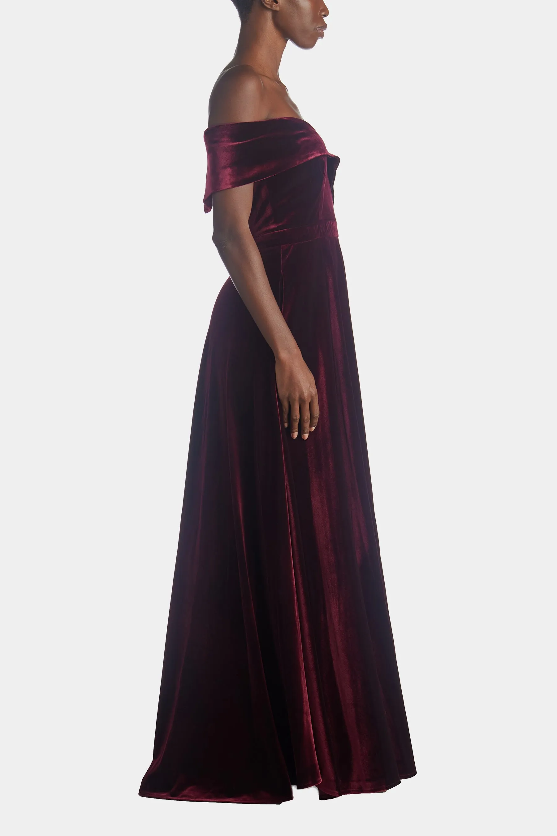 Off The Shoulder Long Velver Full Skirt Dress sold by Lord & Taylor product image thumbnail 3