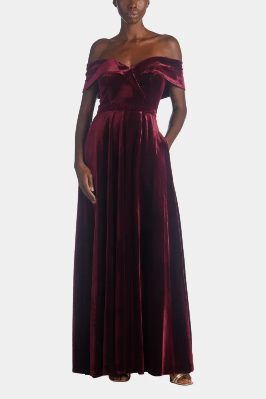 Off The Shoulder Long Velver Full Skirt Dress sold by Lord & Taylor