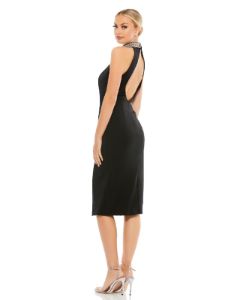 Open Back Jeweled Halter Midi Dress sold by Lord & Taylor