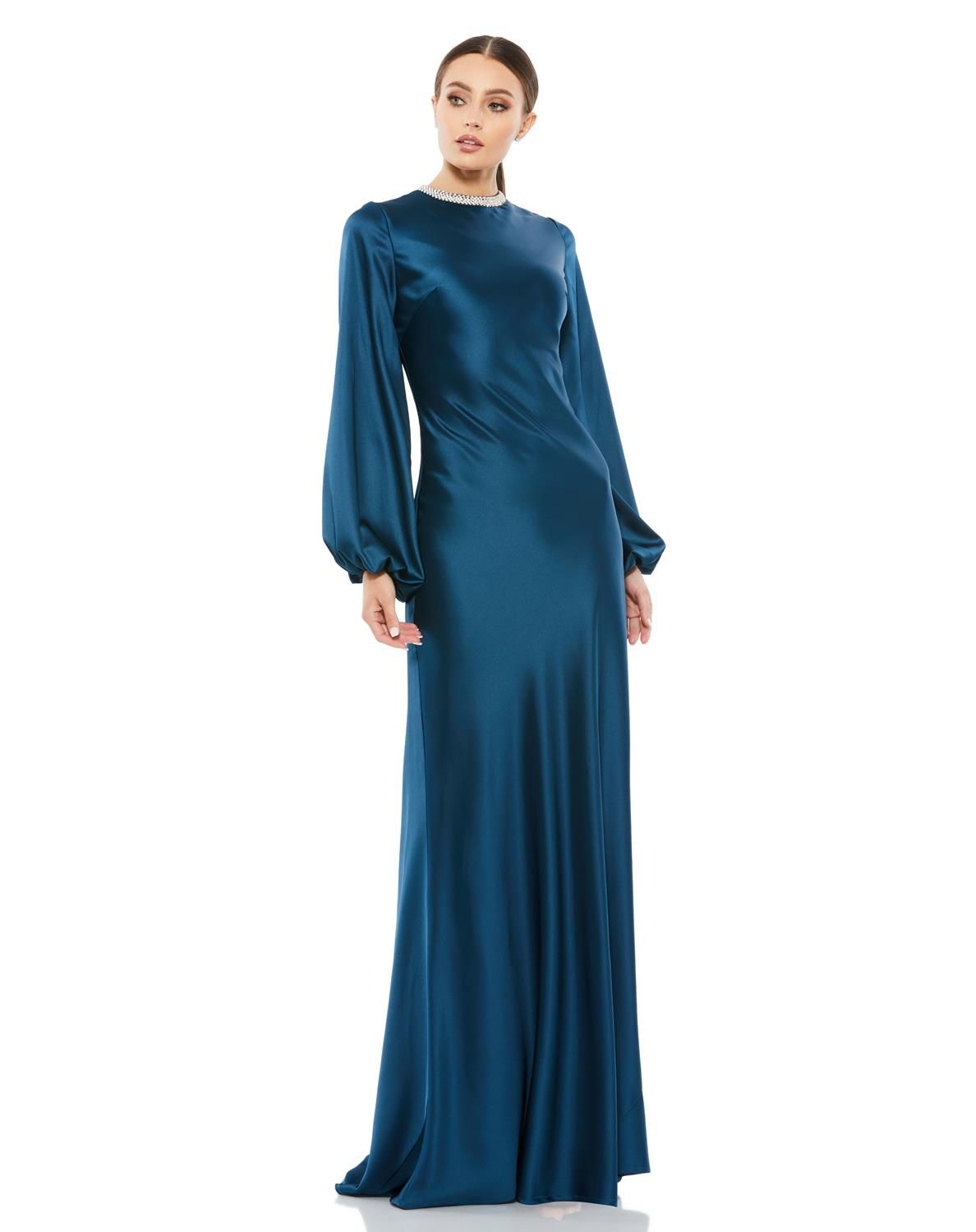 Sequined High Neck Bishop Sleeve Gown sold by Lord & Taylor product image thumbnail 5