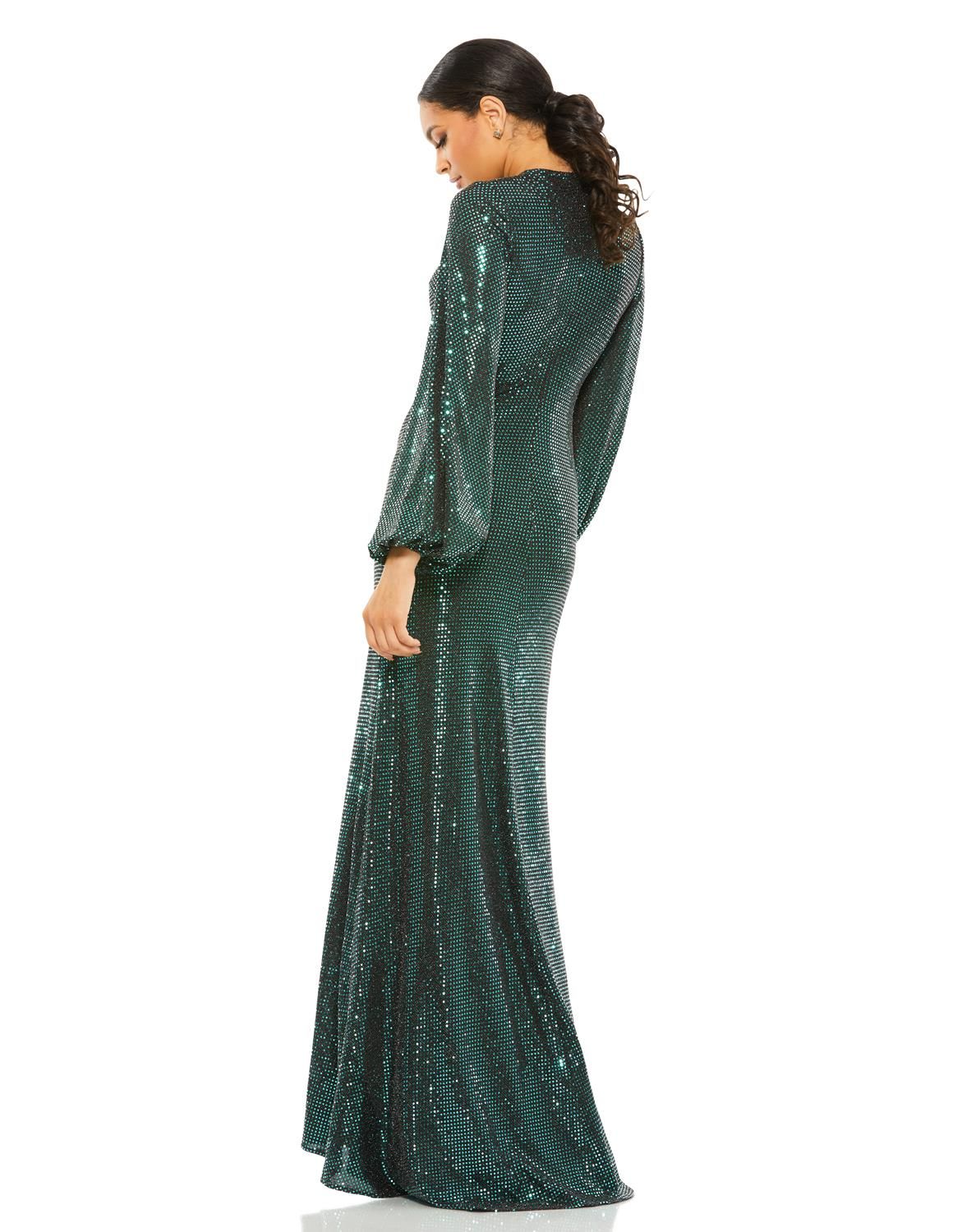Sequined High Neck Bishop Sleeve Gown sold by Lord & Taylor product image thumbnail 2