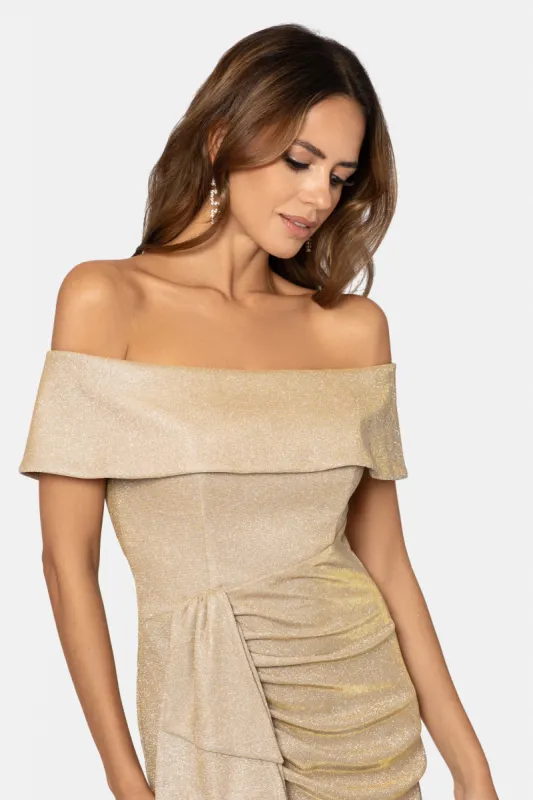 Long Glitter Metallic Off The Shoulder sold by Lord & Taylor