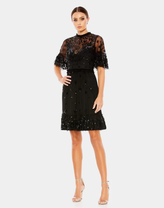 Embellished Illusion High Neck Mini Dress sold by Lord & Taylor