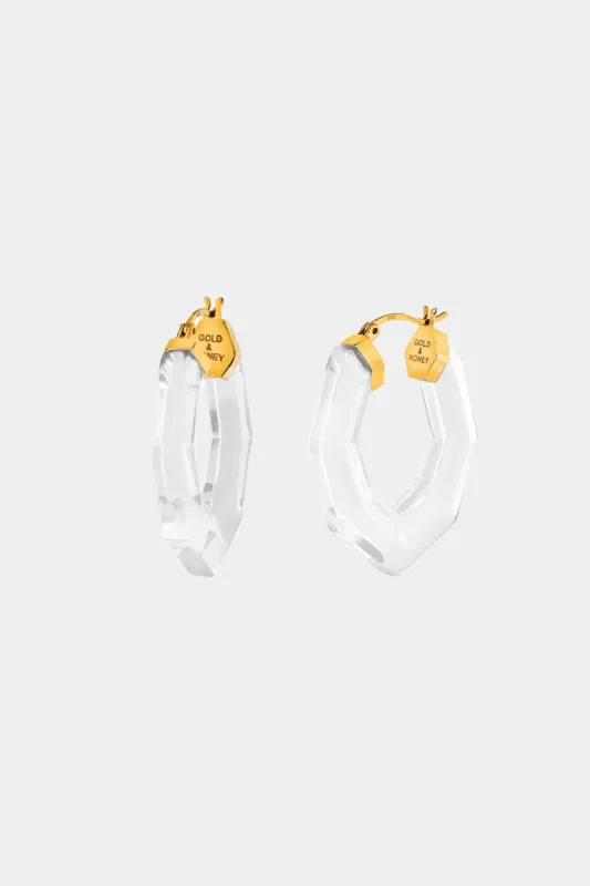 Pear Gem Lucite Hoops sold by Lord & Taylor