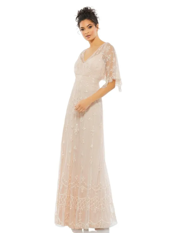 Embelllished Bateau Cap Sleeve Column Gown sold by Lord & Taylor
