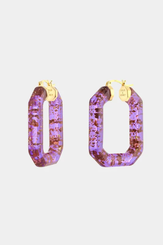 Emerald Gem Gold Leaf Lucite Hoop Earrings sold by Lord & Taylor