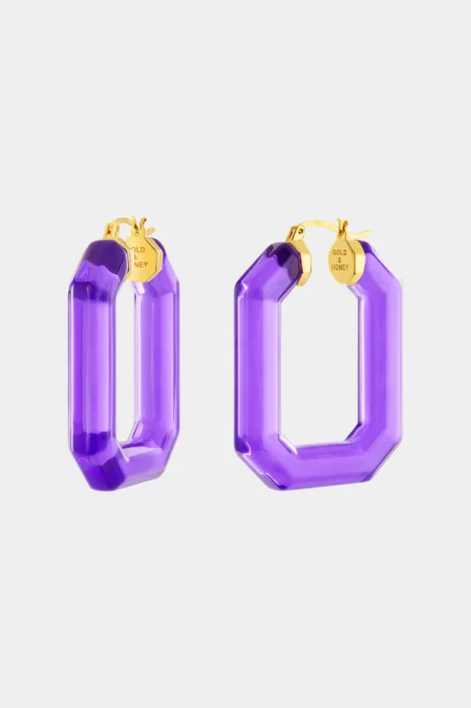 Emerald Gem Lucite Hoop Earrings sold by Lord & Taylor