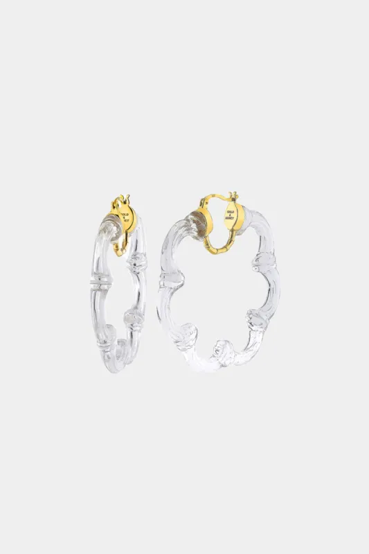 Flower Bamboo Lucite Hoop Earrings sold by Lord & Taylor