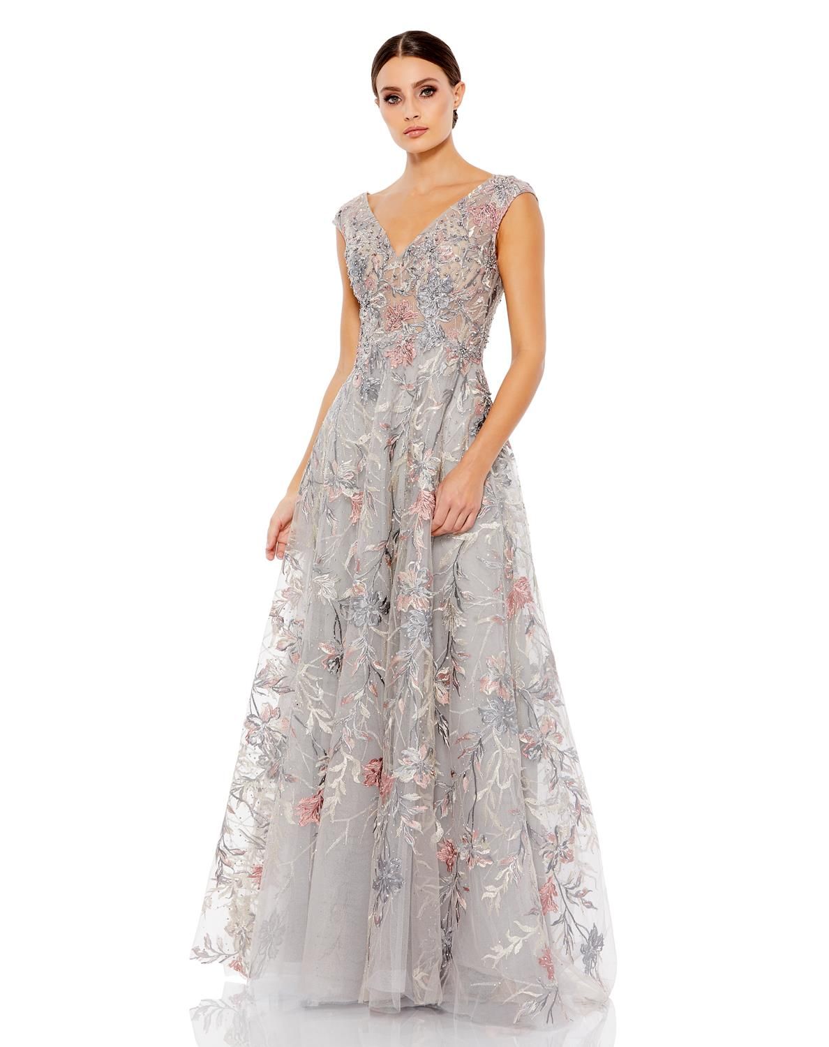 Embroidered Illusion Cap Sleeve A Line Gown sold by Lord & Taylor product image thumbnail 5