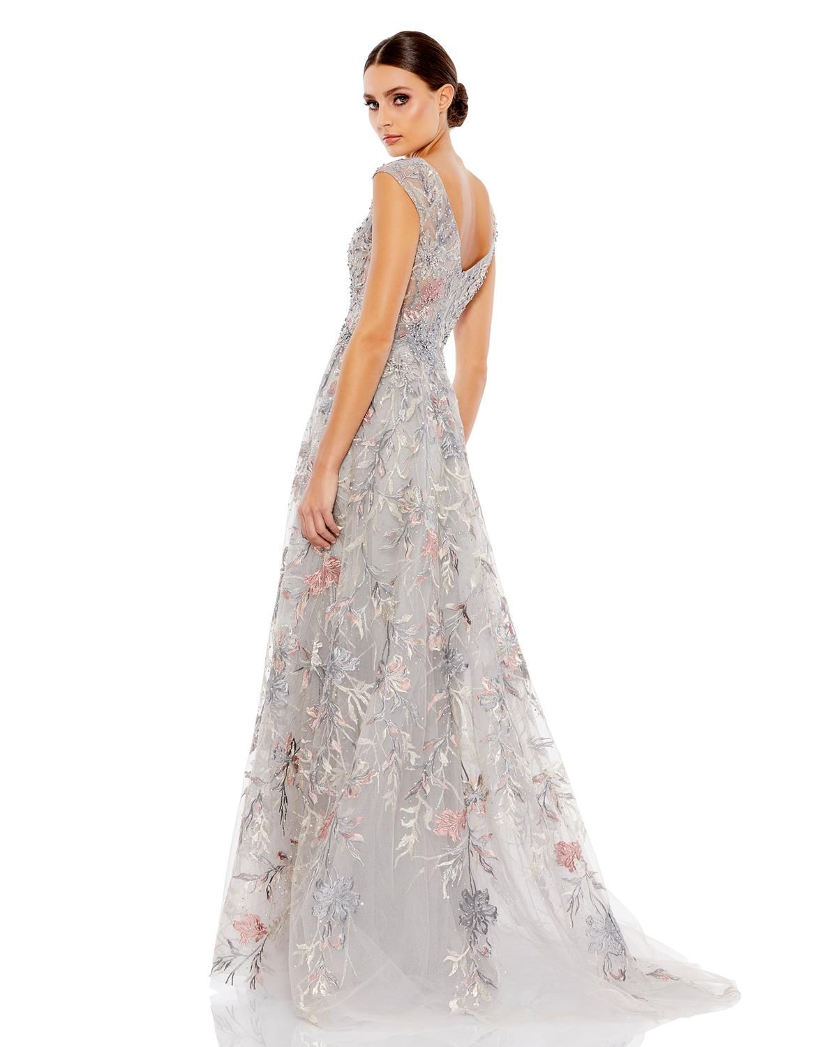 Embroidered Illusion Cap Sleeve A Line Gown sold by Lord & Taylor product image thumbnail 2