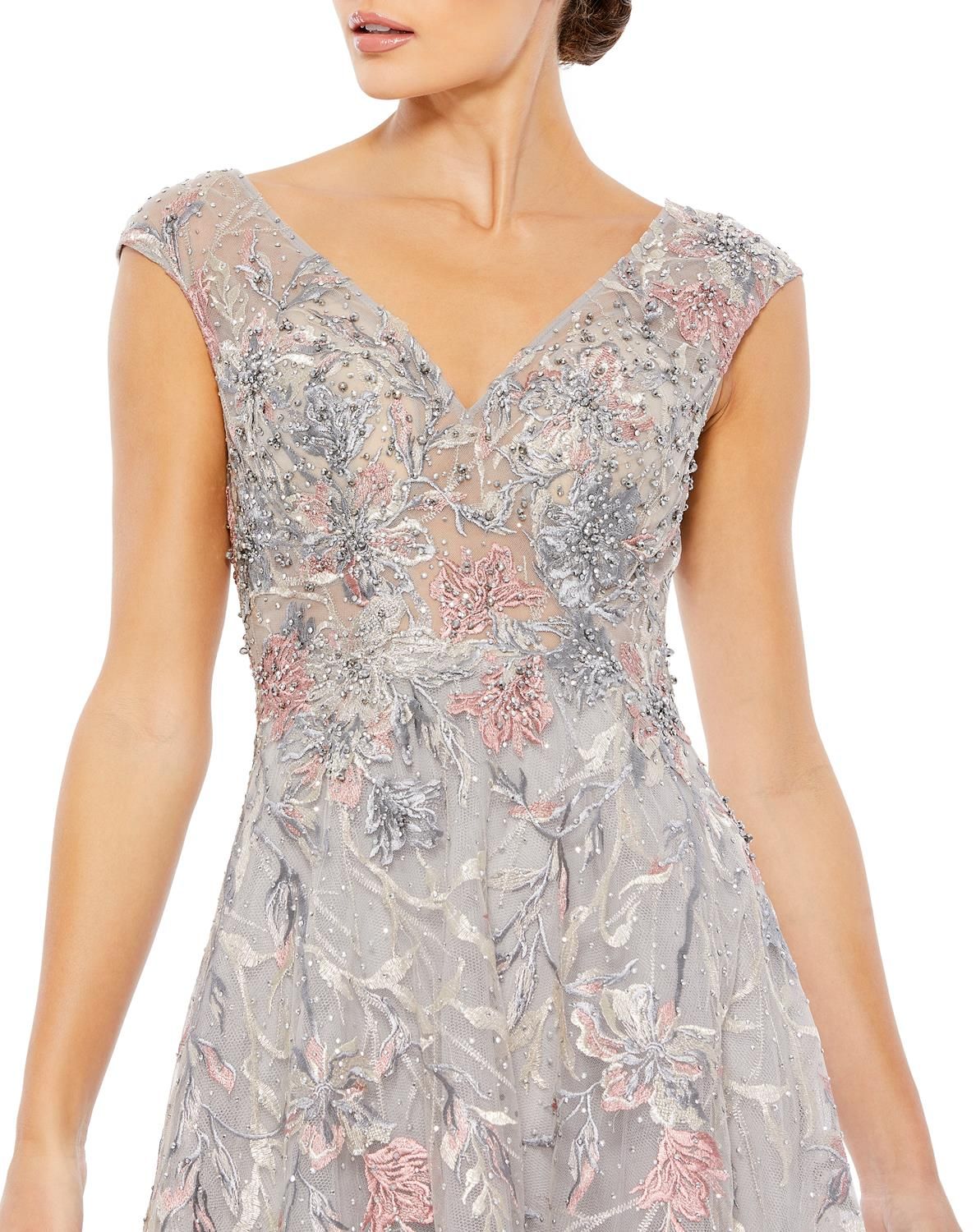 Embroidered Illusion Cap Sleeve A Line Gown sold by Lord & Taylor product image thumbnail 3
