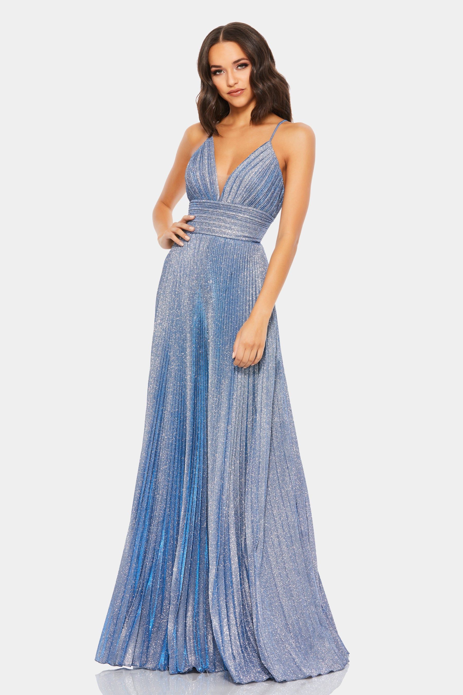 Sleeveless Pleated Shimmery Gown sold by Lord & Taylor