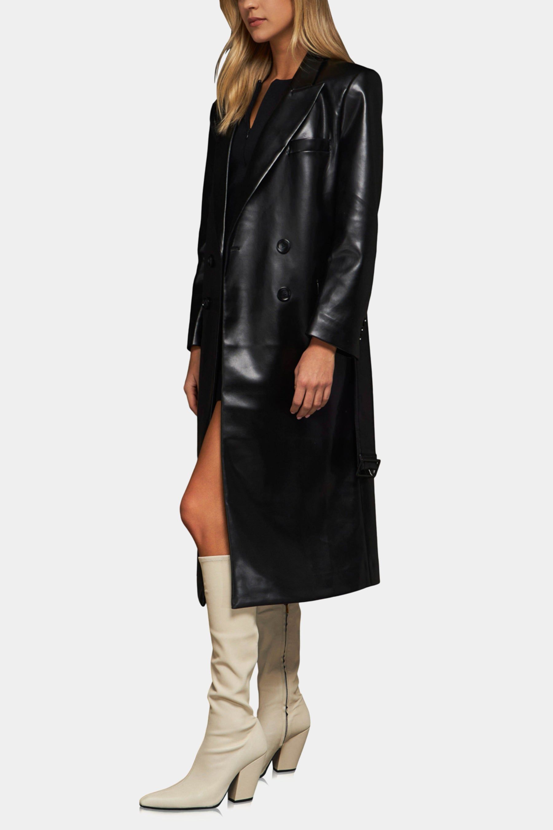 Faux Leather Trench Coat sold by Lord & Taylor product image thumbnail 4