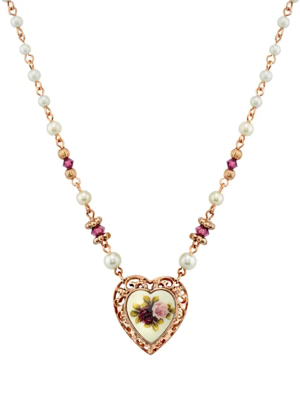 Faux Pearl Flower Heart Necklace sold by Lord & Taylor