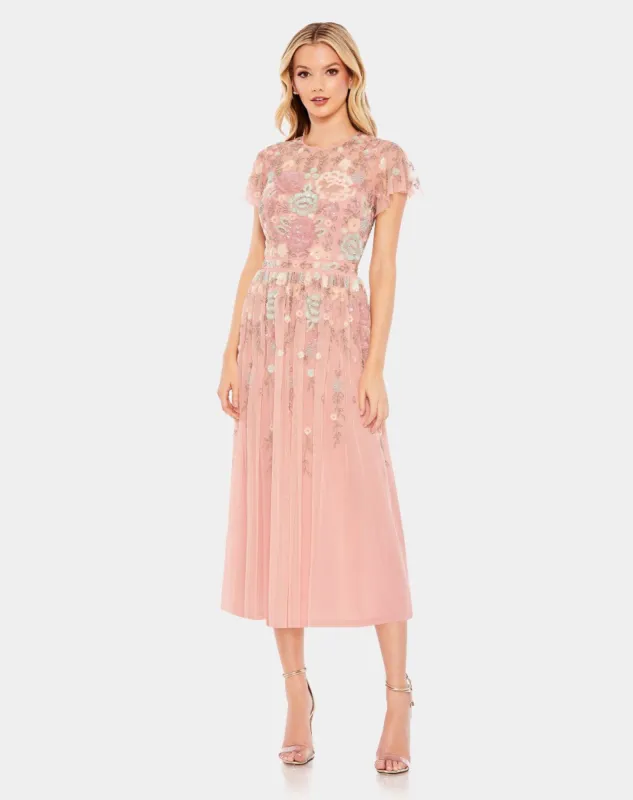 Embellished Illusion Butterfly Sleeve Midi Dress sold by Lord & Taylor
