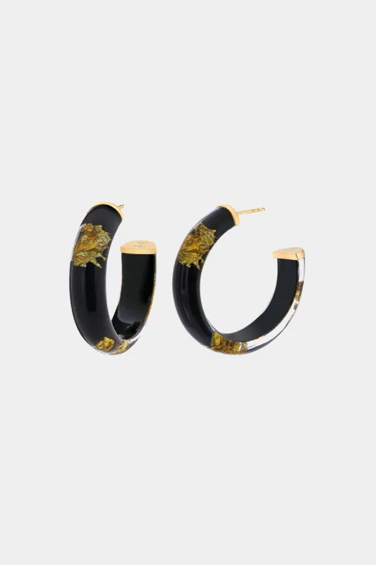 Gold Leaf Lucite Hoop Earrings sold by Lord & Taylor