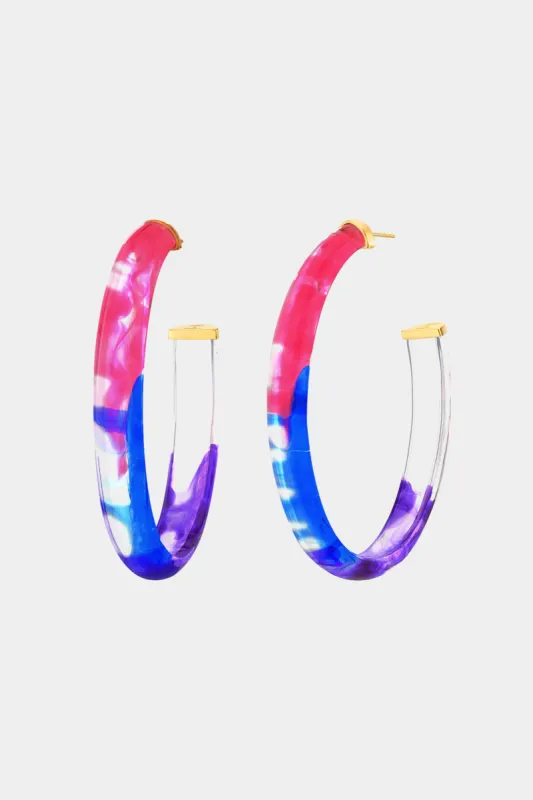 Oval Tie Dye Lucite Hoop Earrings sold by Lord & Taylor