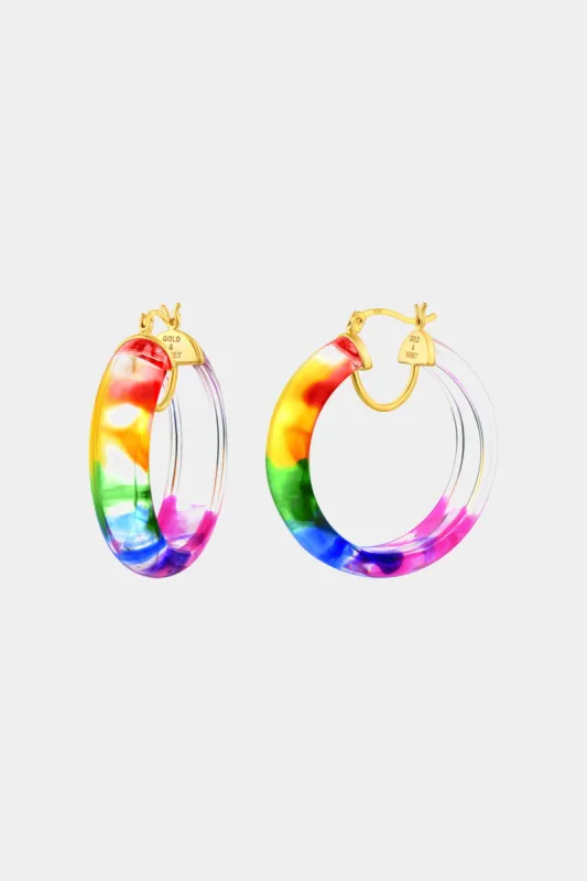 Rainbow Tie Dye Lucite Hoop Earrings sold by Lord & Taylor