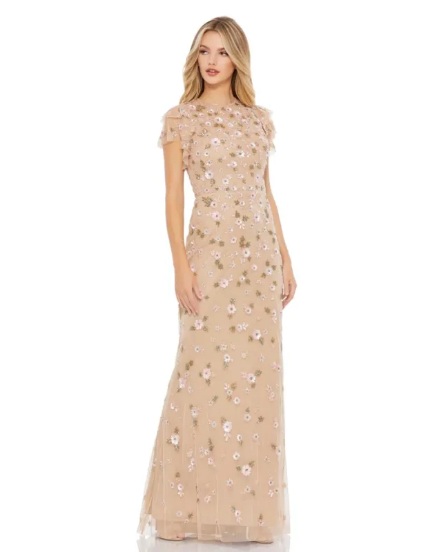 Cap Sleeve Embellished Trumpet Gown sold by Lord & Taylor