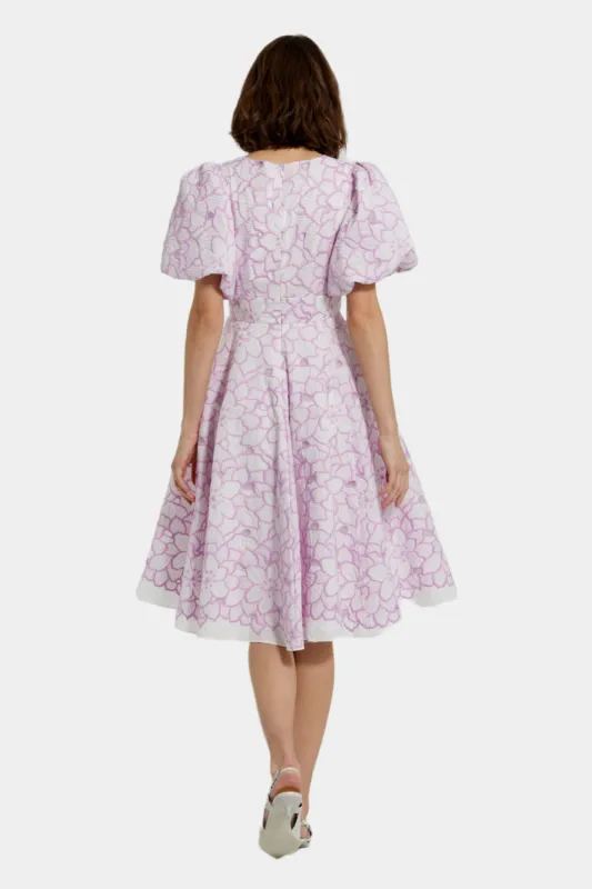 Embroidered Floral Dress With Puff Sleeves sold by Lord & Taylor