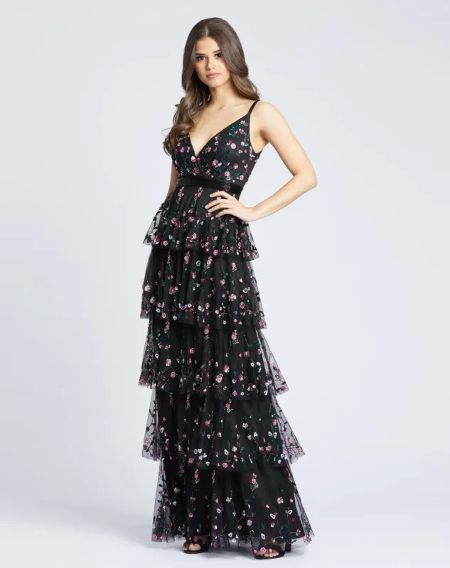 Embellished Sleeveless Ruffle Tiered Gown sold by Lord & Taylor
